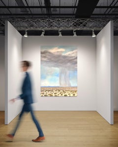 "Mojave Cloudburst" Massive Desert Landscape Painting, Stormcloud, Oil on Canvas