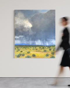 "Monsoon Storm" Desert Landscape Oil Painting, Contemporary Realism, Raincloud