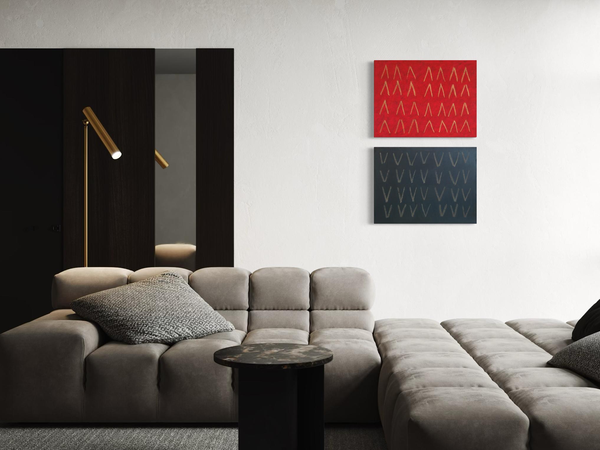 Díptico Montañas y Valles - Pintura Abstracta - Mixed Media Art Contemporáneo de Tina Bluefield