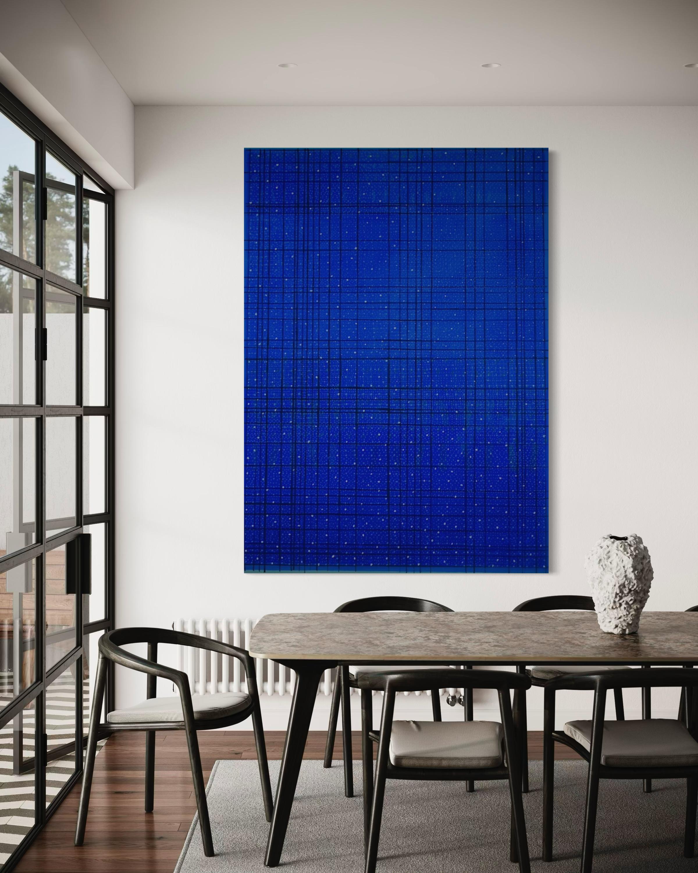 Lattice notturno - Quadro astratto di grandi dimensioni - Mixed Media Art Contemporaneo di Tina Bluefield