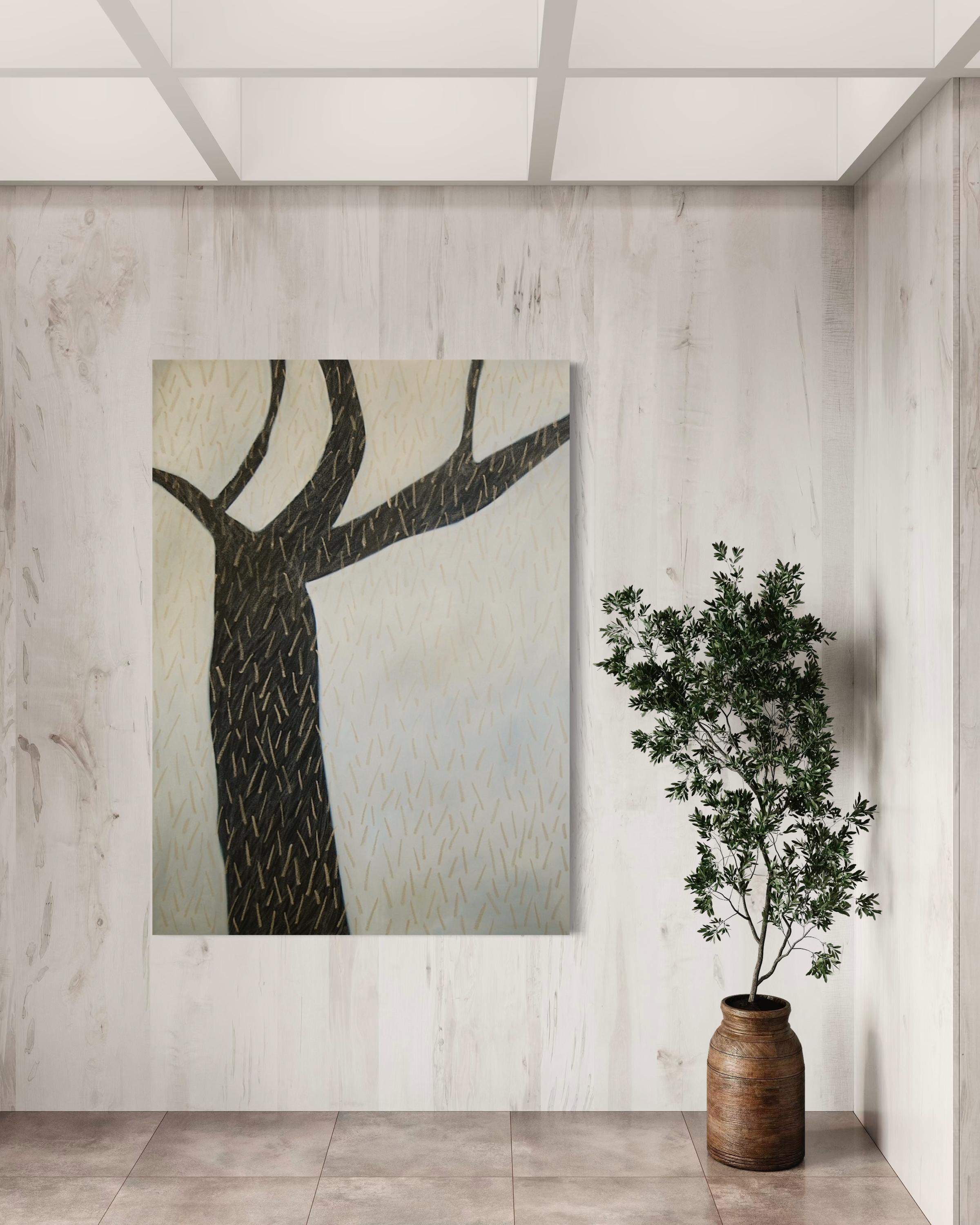 Albero della pioggia - Quadro astratto di grandi dimensioni - Painting di Tina Bluefield