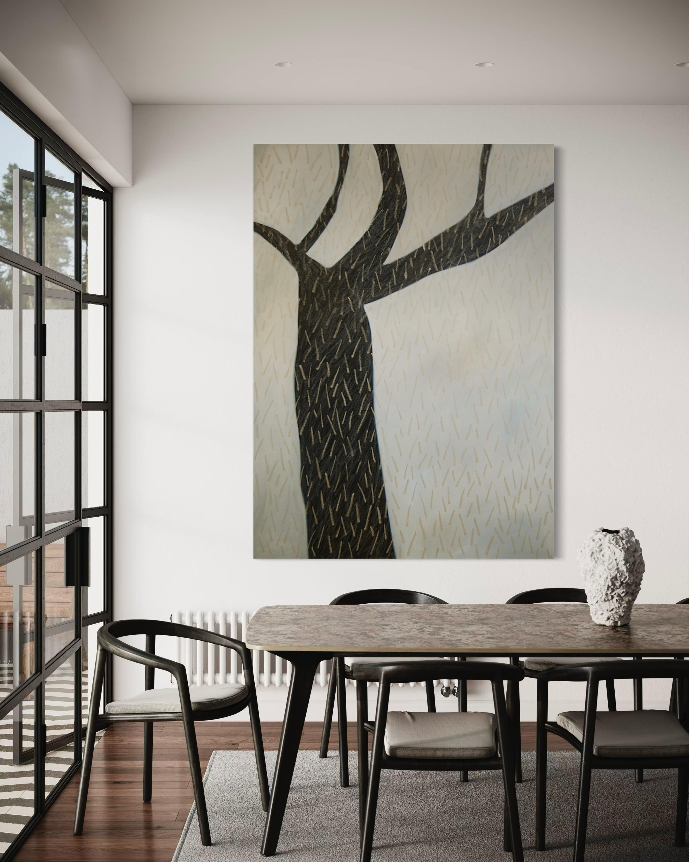 Albero della pioggia - Quadro astratto di grandi dimensioni - Painting Contemporaneo di Tina Bluefield