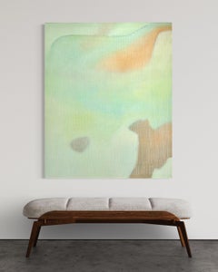 "Singing Green", Contemporary Abstract Oil Painting, Green and Earth Tones, 2024