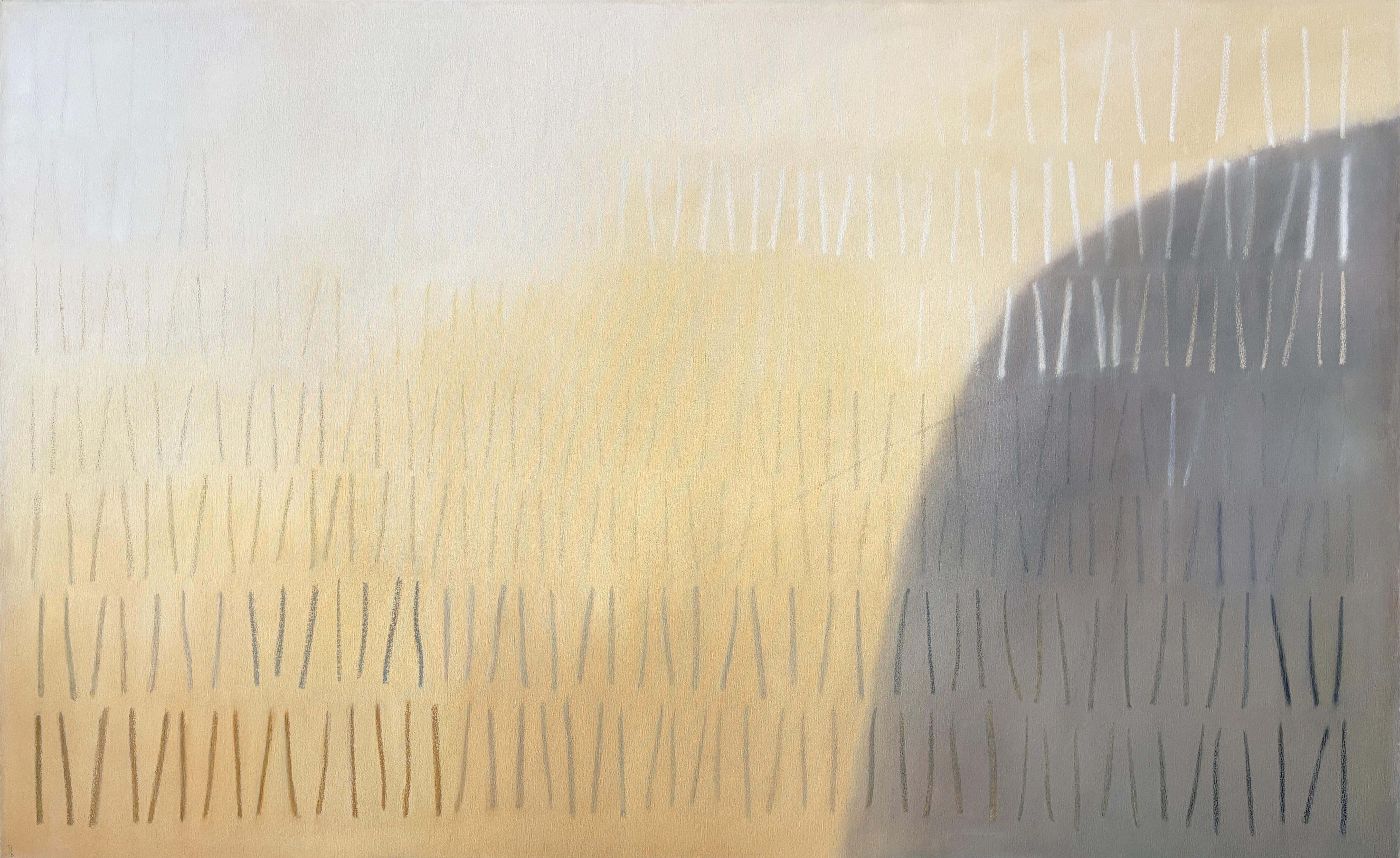 "Tall Story" - Large Contemporary Serene Desert Abstract in Gray and Earth Tones