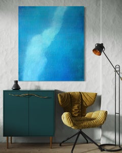 "Water Dance" - Brillante opera d'arte astratta contemporanea in turchese e blu