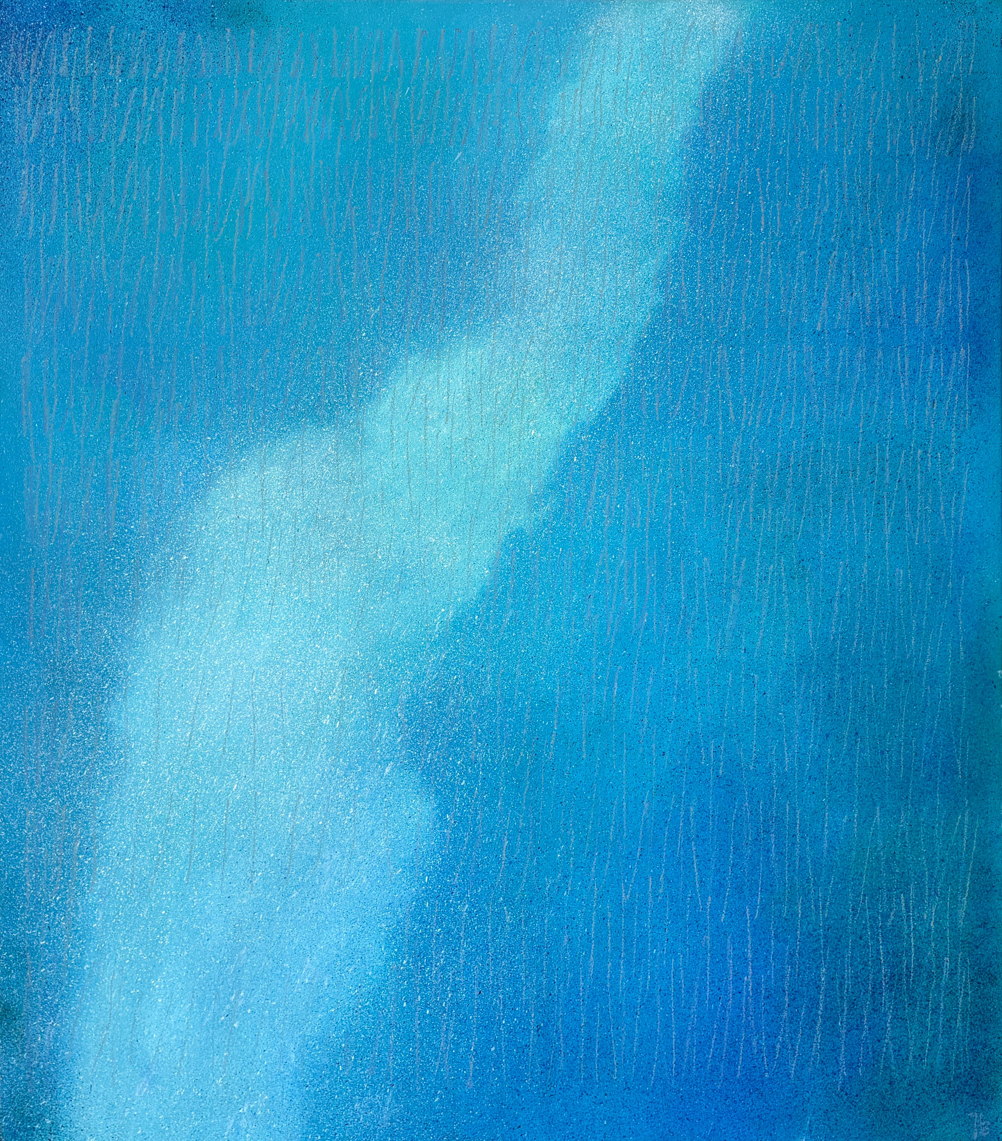 Tina Bluefield Abstract Painting - "Water Dance" - Brilliant Contemporary Abstract Artwork in Turquoise and Blue