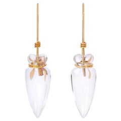 Tina Chow Rock Crystal and 18 Karat Gold Amphora Earrings circa 1980s