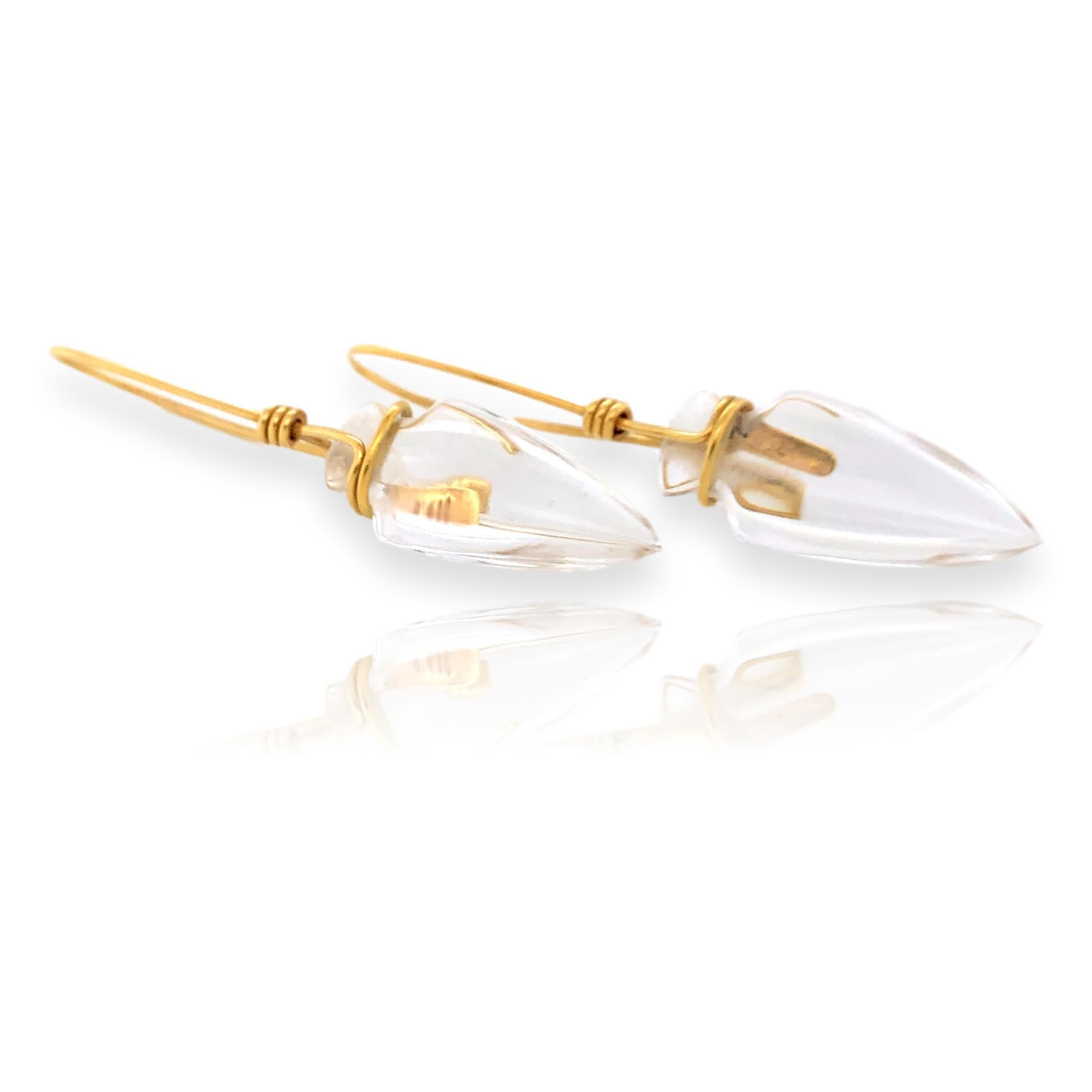 Rock crystal earrings by the legendary Tina Chow. The 18k 2 1/2