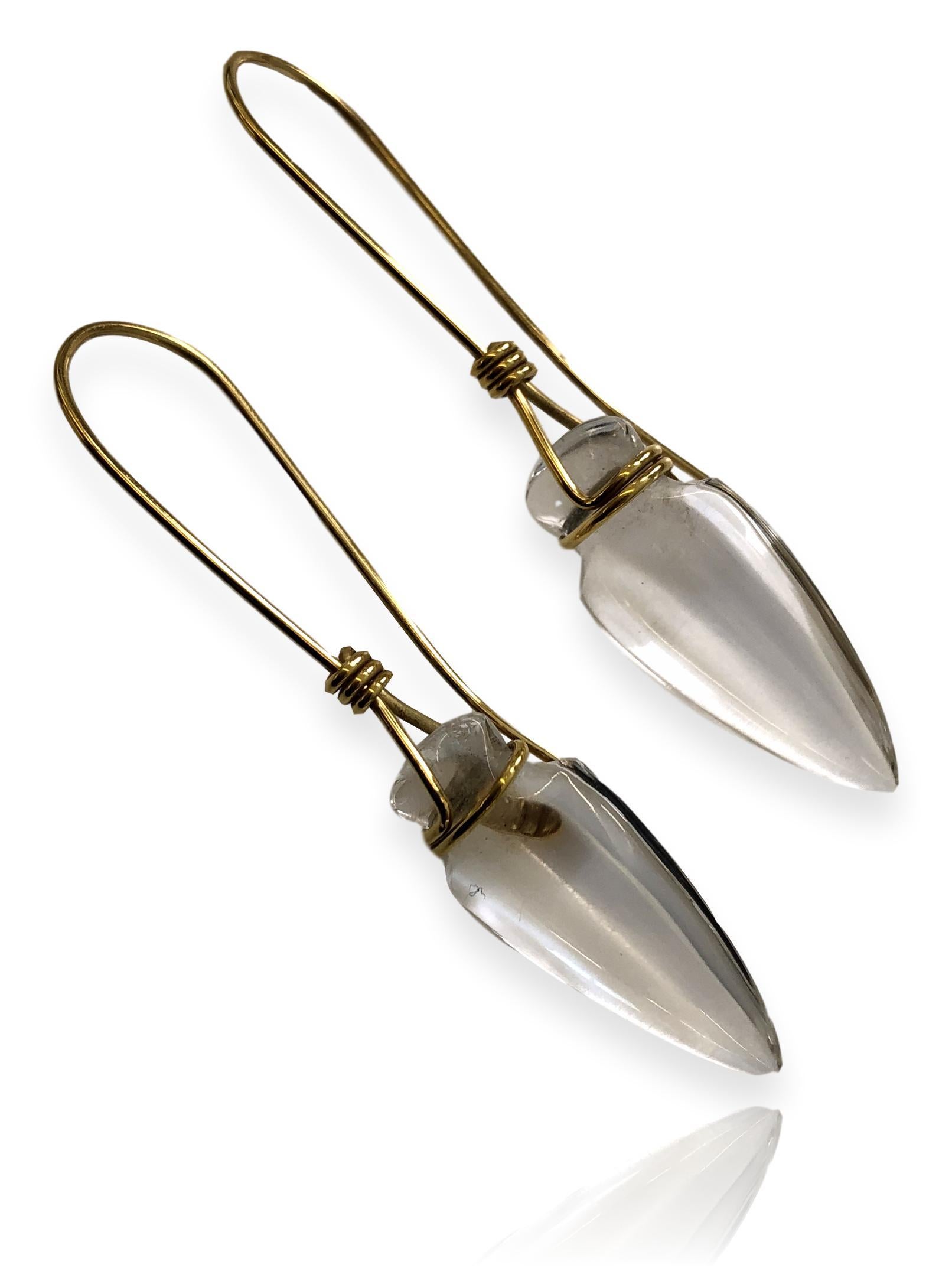 Rock crystal earrings by the legendary Tina Chow. The 18k 2 1/2
