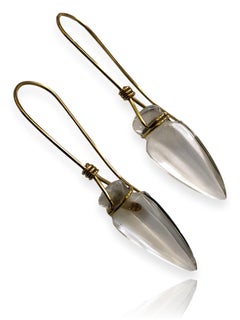 Tina Chow Rock Crystal and Gold Amphora 1980s Earrings