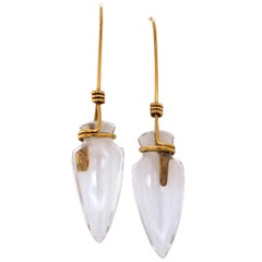 Retro Tina Chow Rock Crystal and Gold Amphora 1980s Earrings