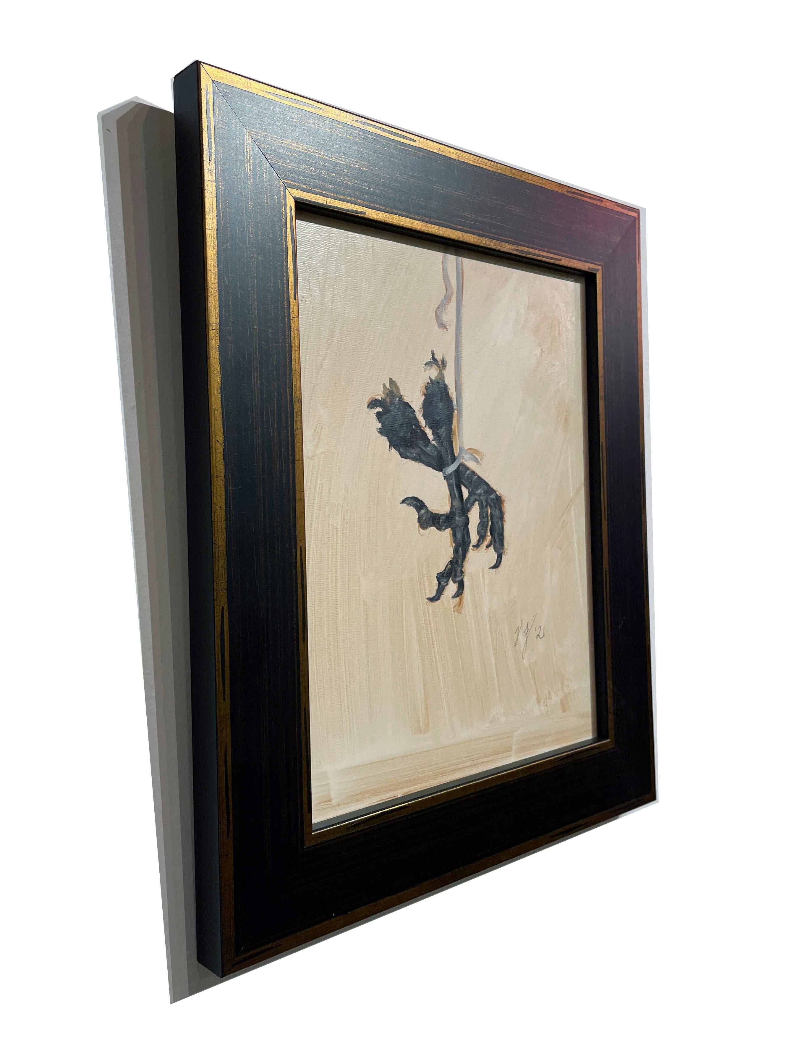 Étude des pieds de Crow - Peinture à l'huile originale sur panneau, encadrée - Contemporain Painting par Tina Figarelli