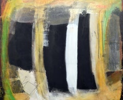 "Luz: Tres Barras" Abstract Painting, Oil and Tissue Paper, 21st Century