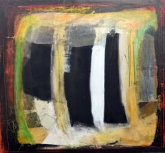 "Luz: Tres Barras" Abstract Painting, Oil and Tissue Paper, 21st Century