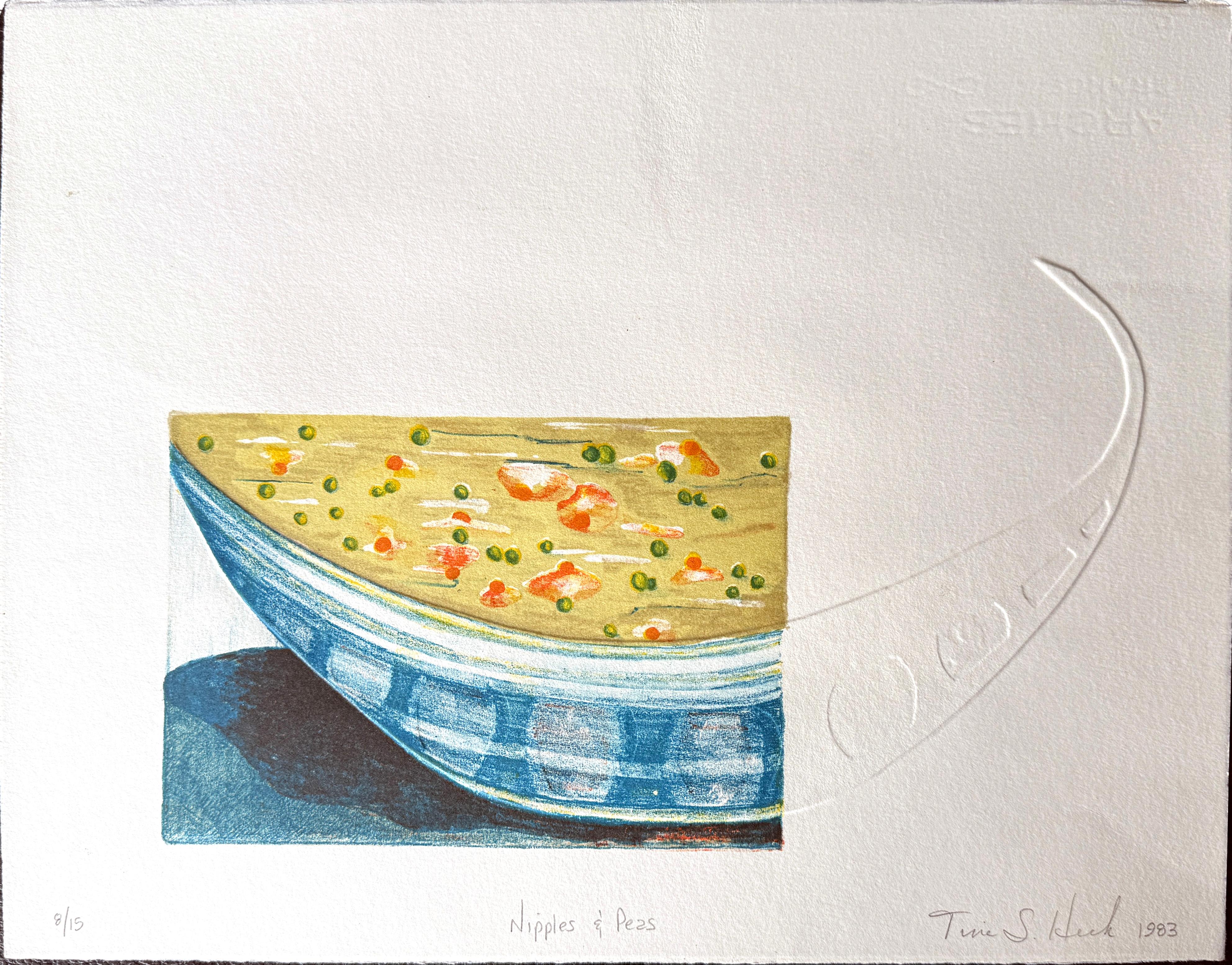 "Nipples and Peas" The Perfect Meal "Soup Etching on Paper by Tina Heck