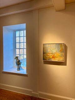 Still Life with Blue Pitcher and Gerber Daisy