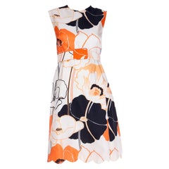 Tina Leser 1960's Vintage Sleeveless Silk Orange Floral Mini Dress