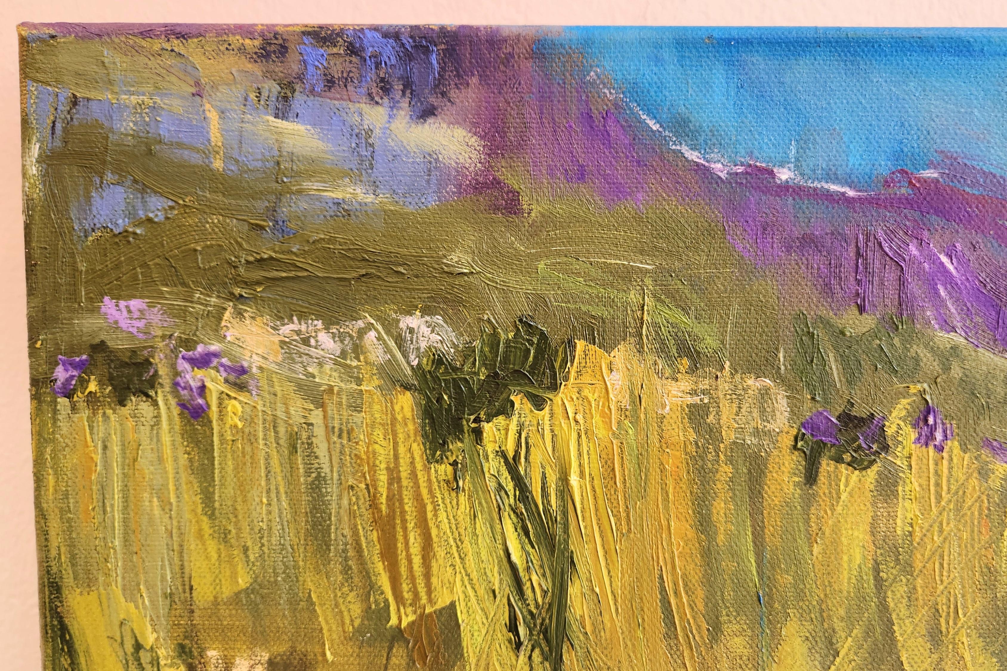Pintura al óleo sobre lienzo -- Flor del desierto - Landscape Painting Marrón de Tina Lincer