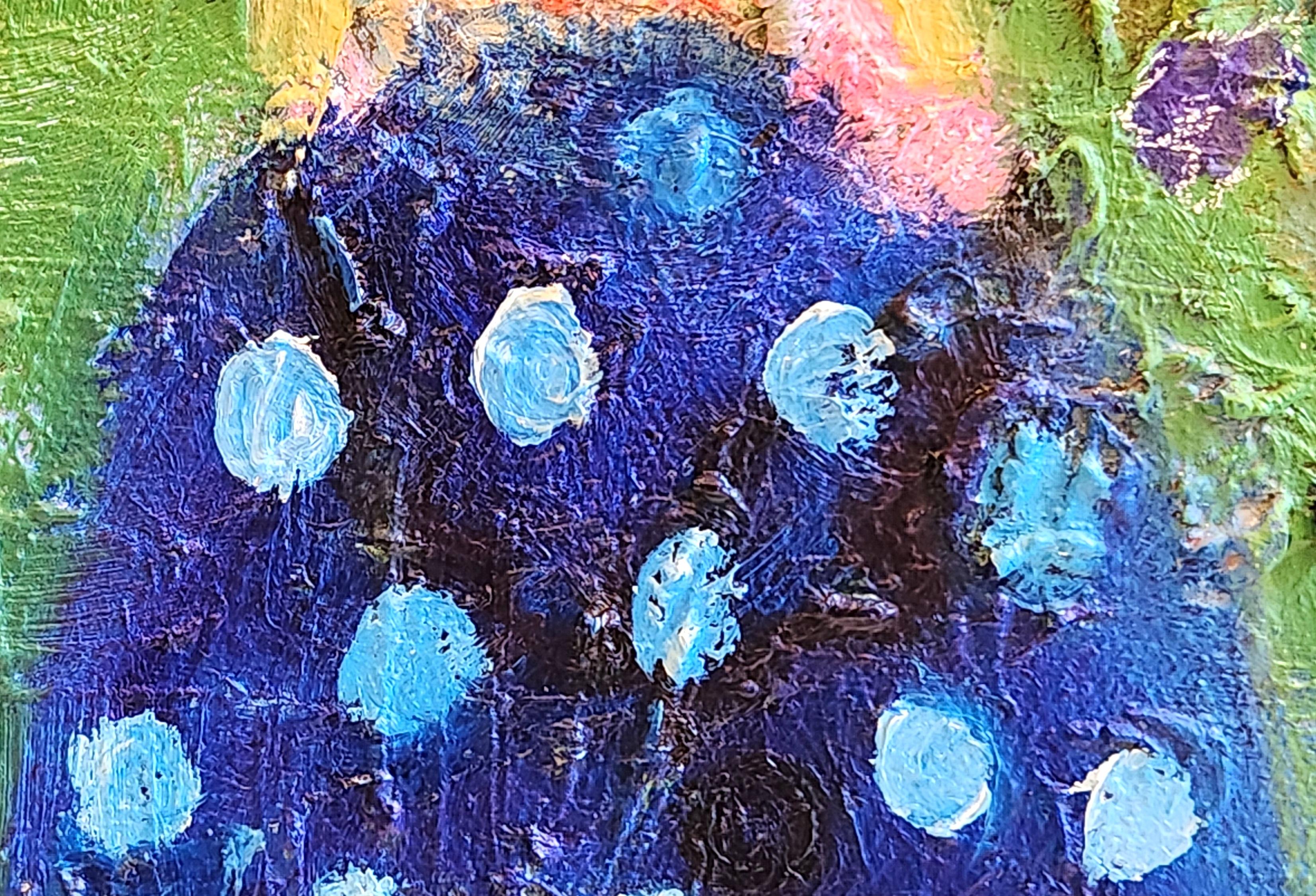 Pittura olio su tela -- Ragazza con vestito a pois in vendita 1