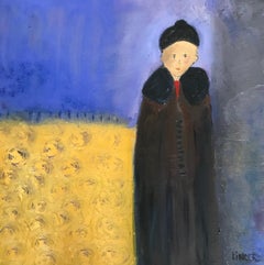 Oil on Canvas Portrait -- Boy in a Brown Overcoat