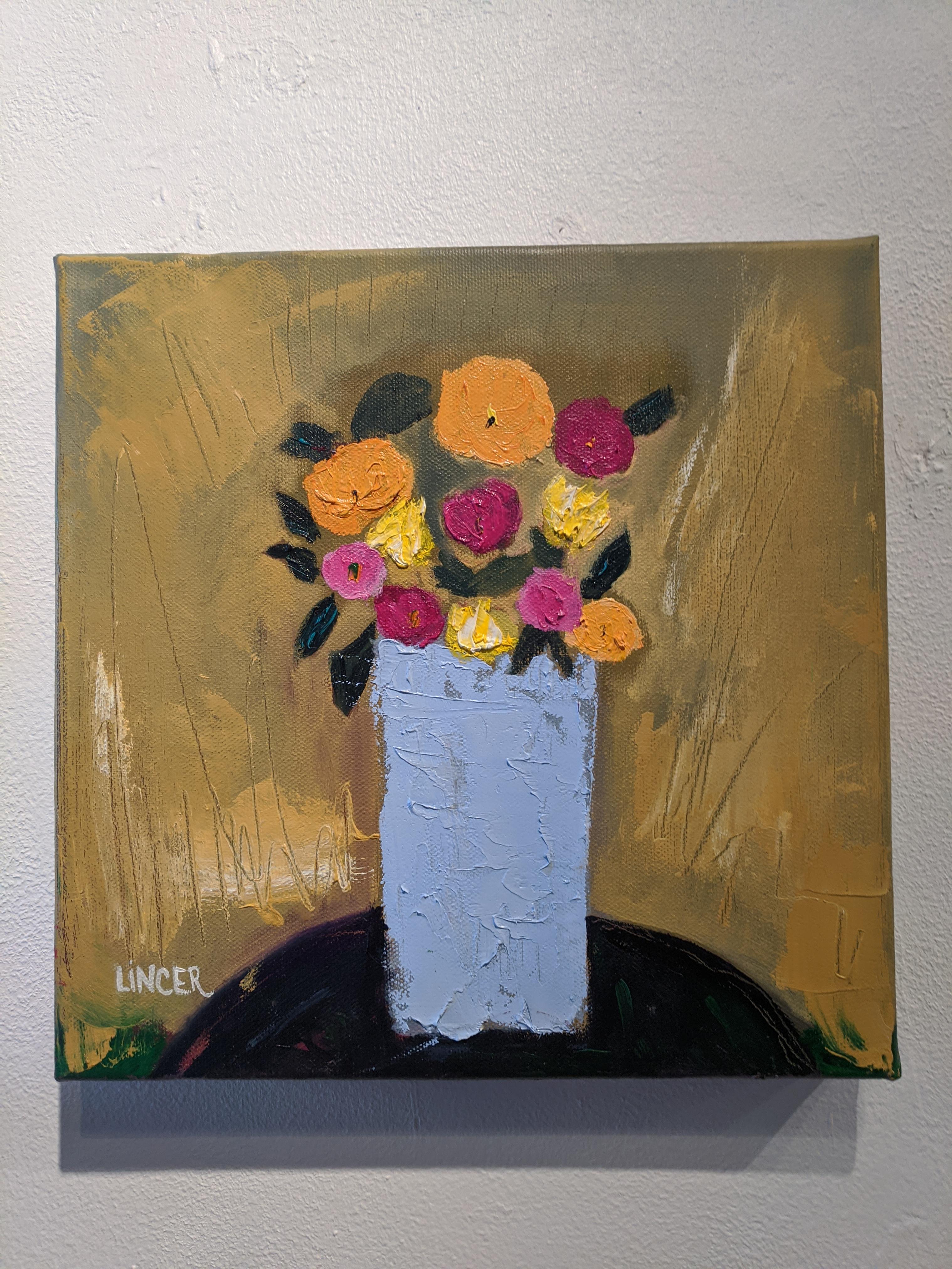 Oil Still-life on Canvas - Light Blue Vase