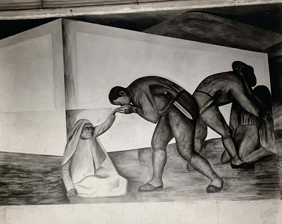 1920's Gelatin Silver Print by Tina Modotti of a Mural Fresco by Clemente Orozco