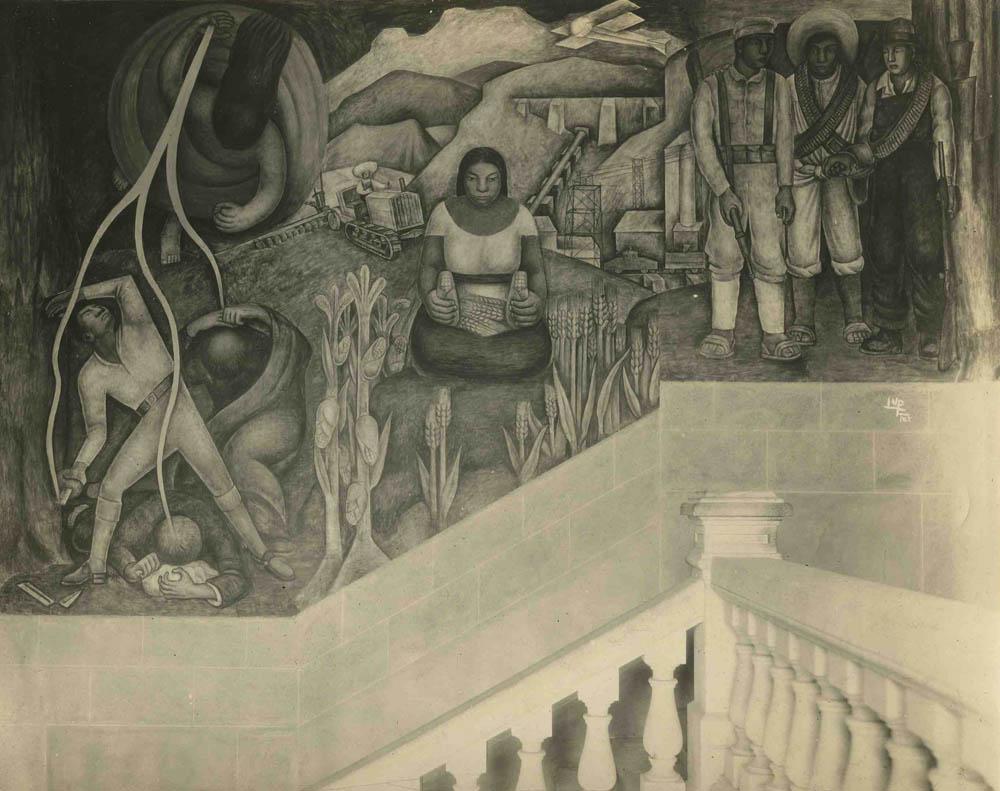 Stampa alla gelatina d'argento del 1920 di Tina Modotti dell'affresco di Diego Rivera. in vendita 5