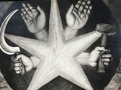 Tirage gélatino-argentique des années 1920 par Tina Modotti de Diego Rivera Fresco