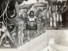 Antique 1920's Silver Gelatin Print By Tina Modotti of Diego Rivera Fresco.