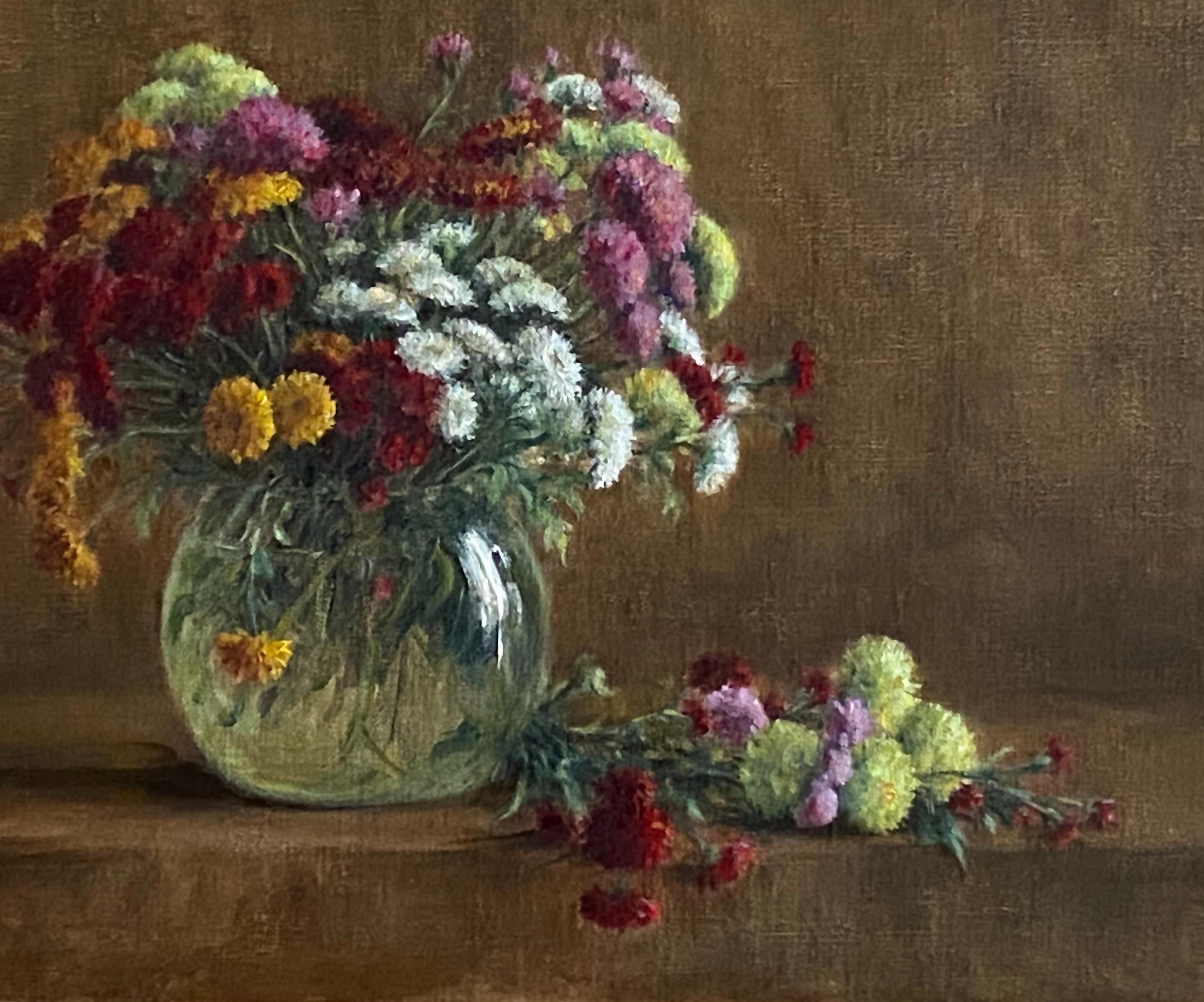  Chrysanthemums, Oil Painting, European Artist, Floral Painting, Florence Academ For Sale 1