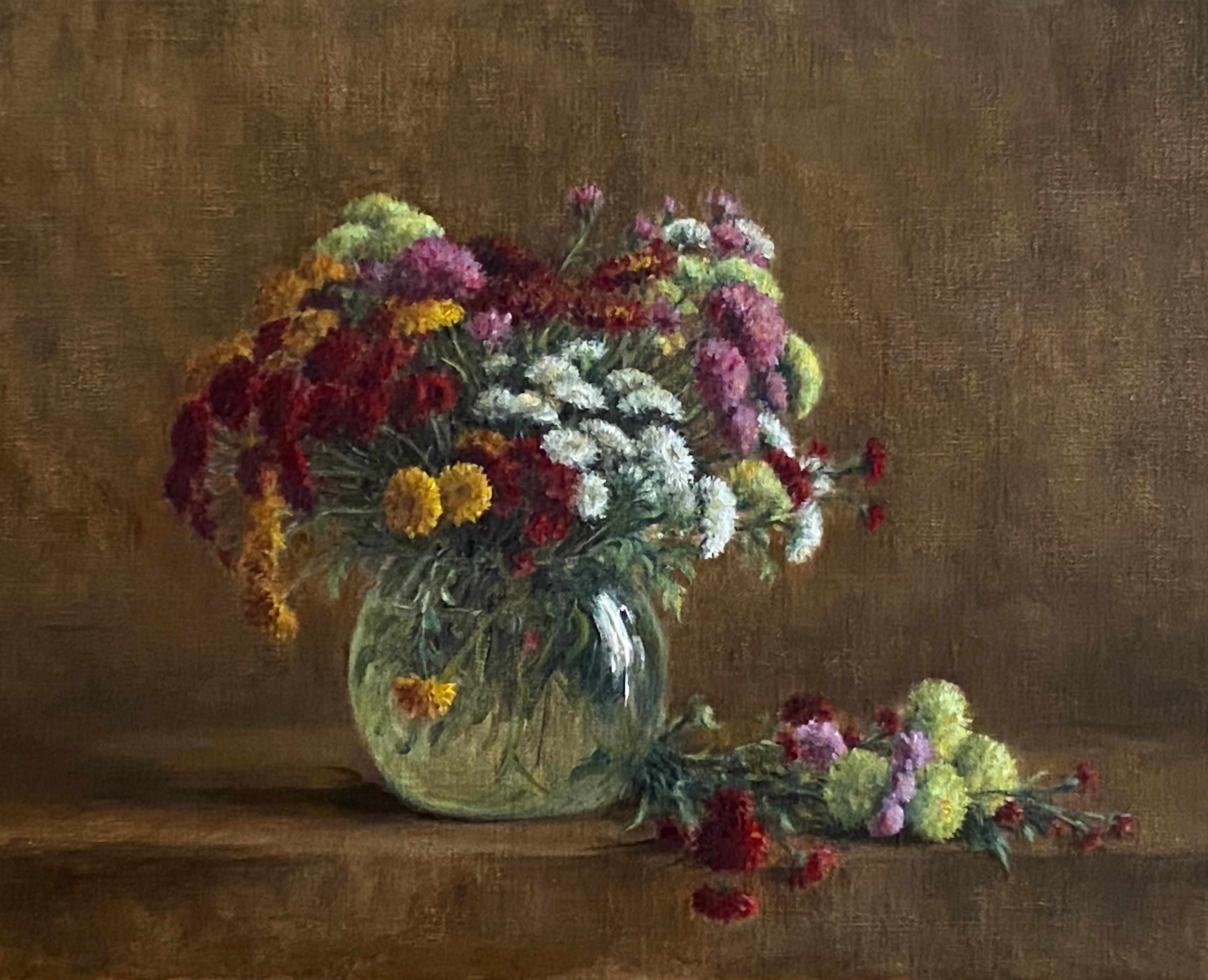  Chrysanthemums, Oil Painting, European Artist, Floral Painting, Florence Academ For Sale 2