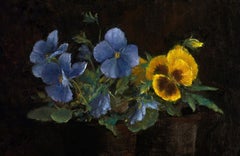Pansies, Oil  European Artist, Floral Painting, Florence Academy, Croatia