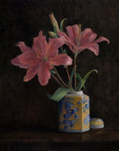 Pink Lilies,Oil Painting, European Artist, Floral Painting, Florence Academy