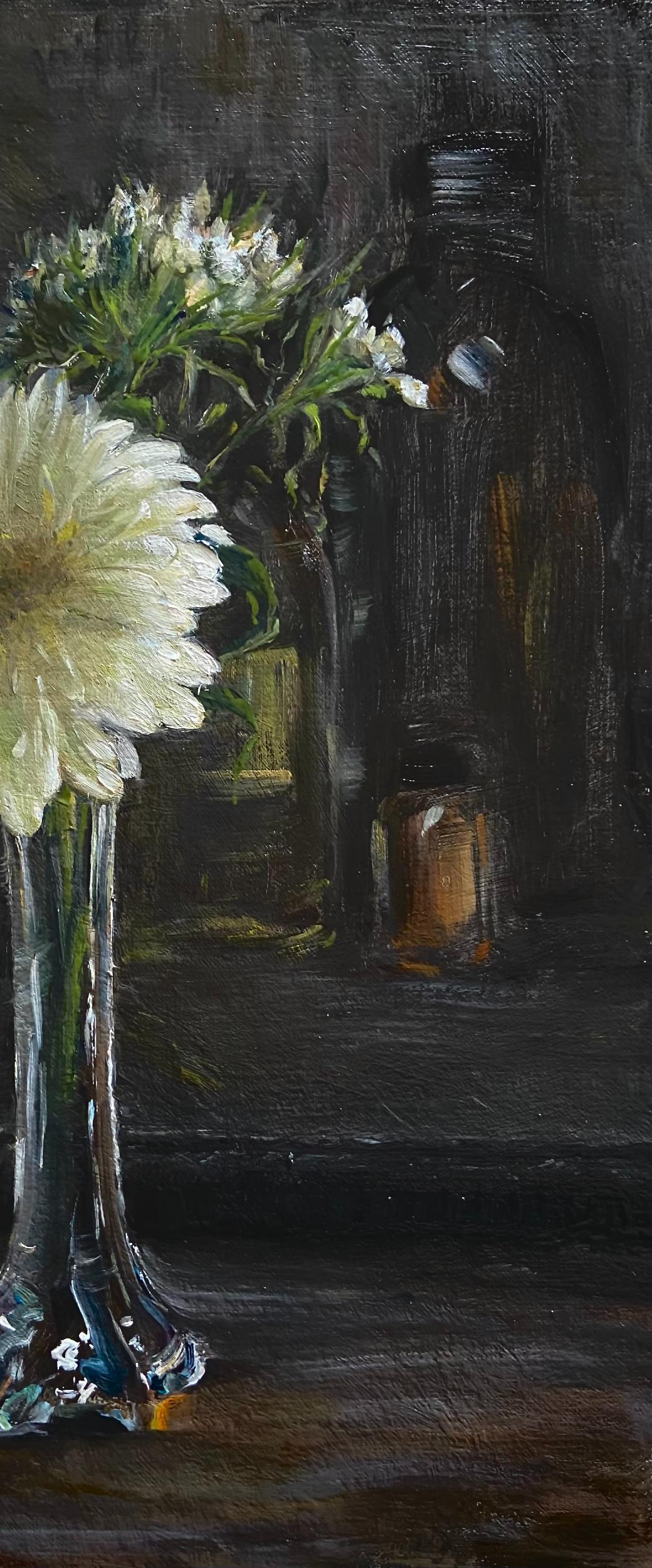 Two Still Lives, Oil Painting, European Artist, Floral Painting, Florence Academy - Black Still-Life Painting by Tina Orsolic Dalessio 