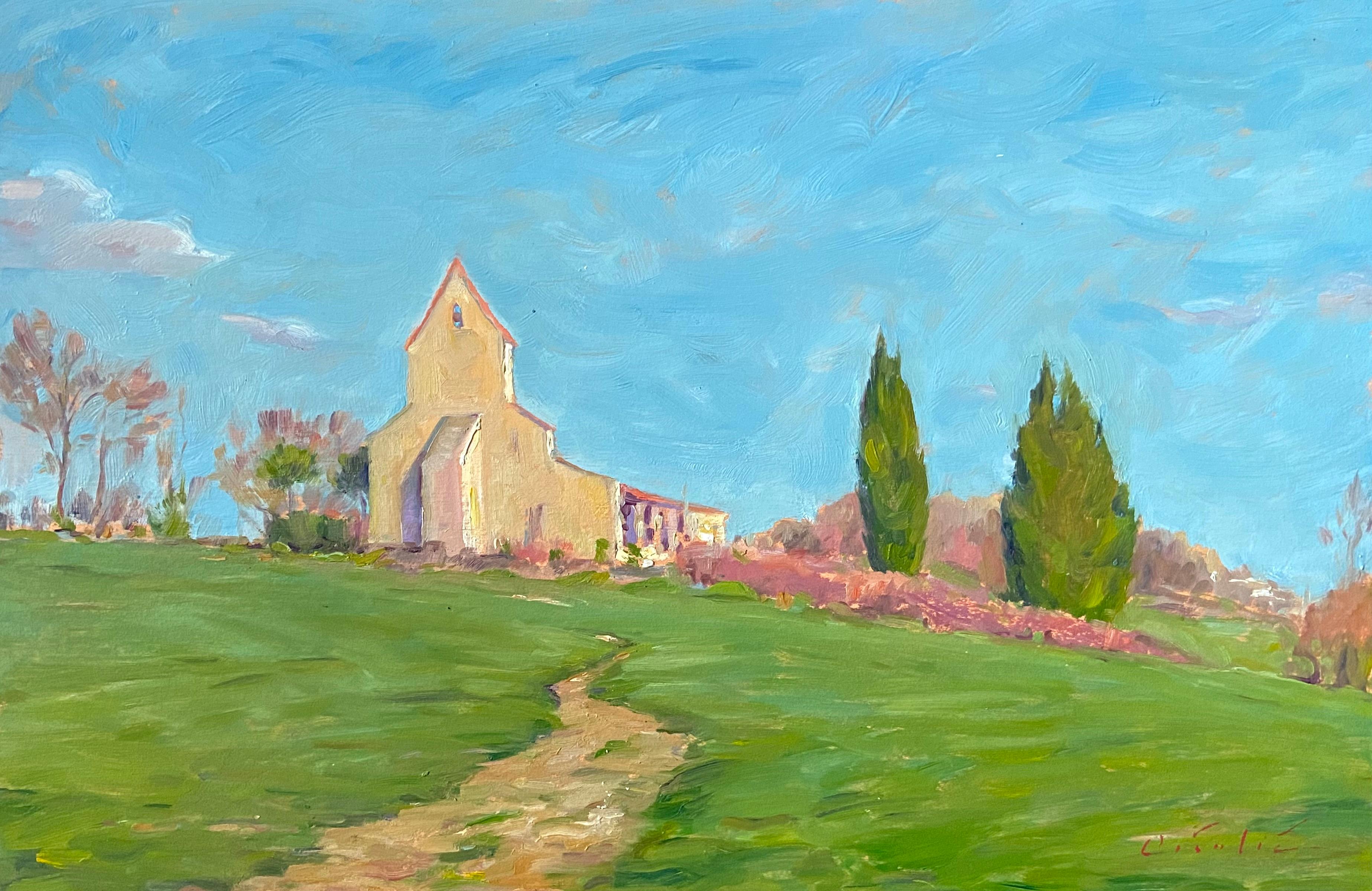 "Chapelle Saint-Michel de Tremblade, Jegun" - Oil painting, Historic Chapel