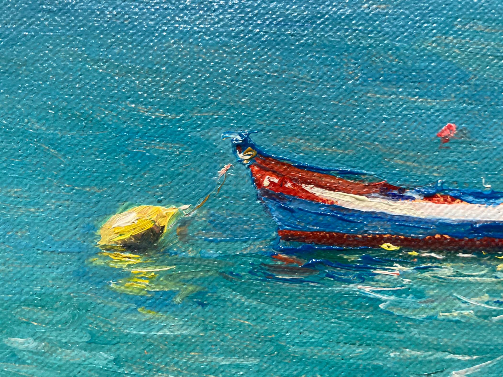 Orsolic Dalessio crea la ilusión de agua azul clara con pintura al óleo para esta pintura plein air. 

Dimensiones enmarcado: 13,5 x 17,5 pulgadas

Tina Orsolic Dalessio es una pintora figurativa nacida y criada en Zagreb, Croacia. Se graduó en la