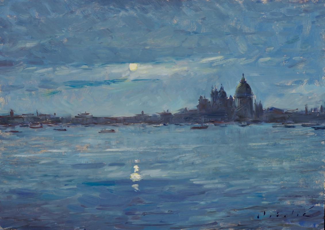Tina Orsolic Dalessio Abstract Painting - Moonrise Venice