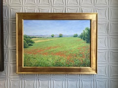 "Poppies, Jegun" Contemporary Impressionist oil painting en plein air in France