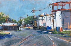 "Cinema di Sag Harbor in costruzione" Ricostruzione con pittura a olio di un punto di riferimento locale