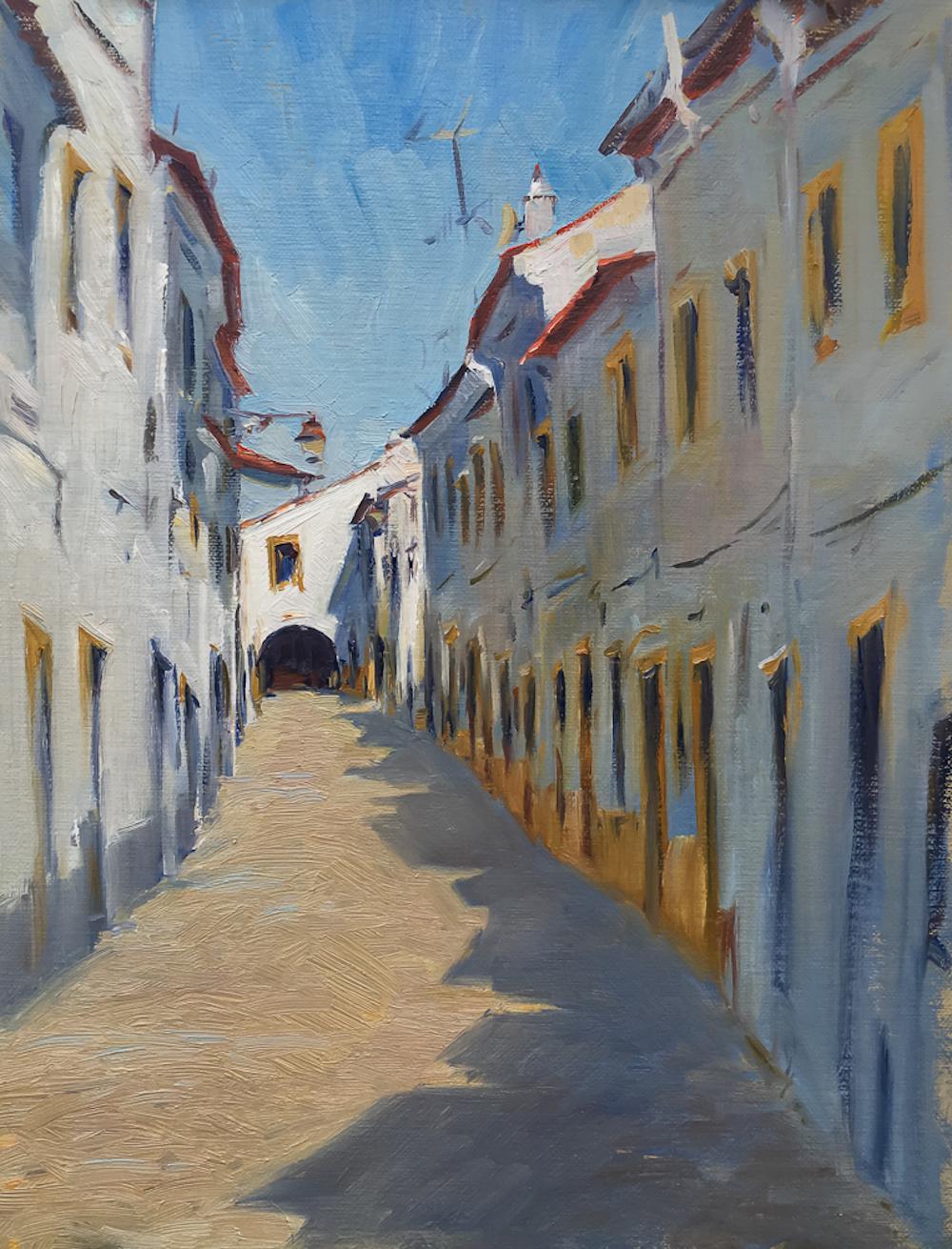 Street in Evora - Painting by Tina Orsolic Dalessio