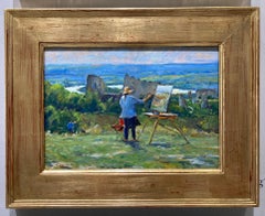 "Il pittore che dipinge, dipinto" - Quadro plein air di un pittore plein air, olio