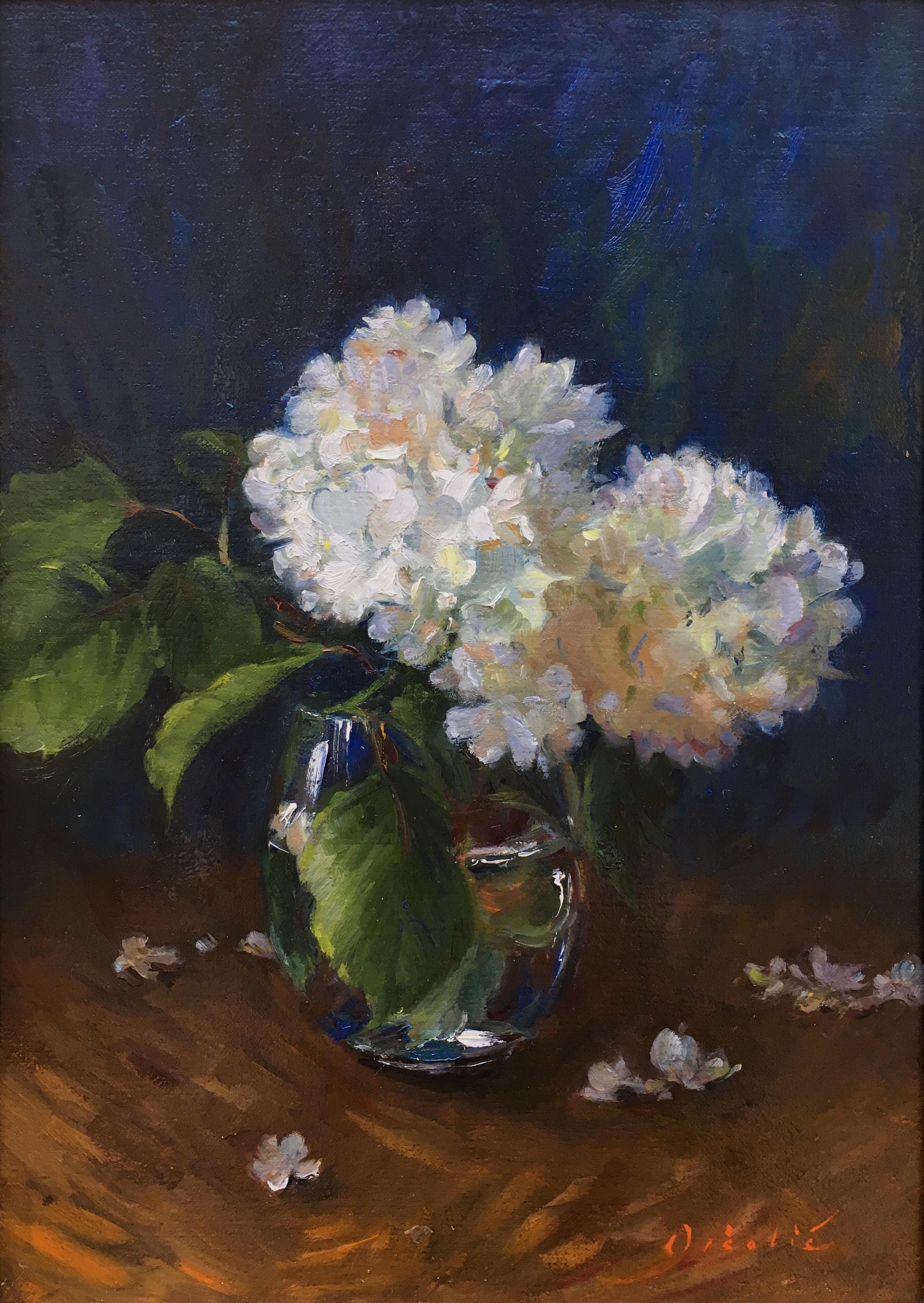Tina Orsolic Dalessio Still-Life Painting - White Hydrangeas