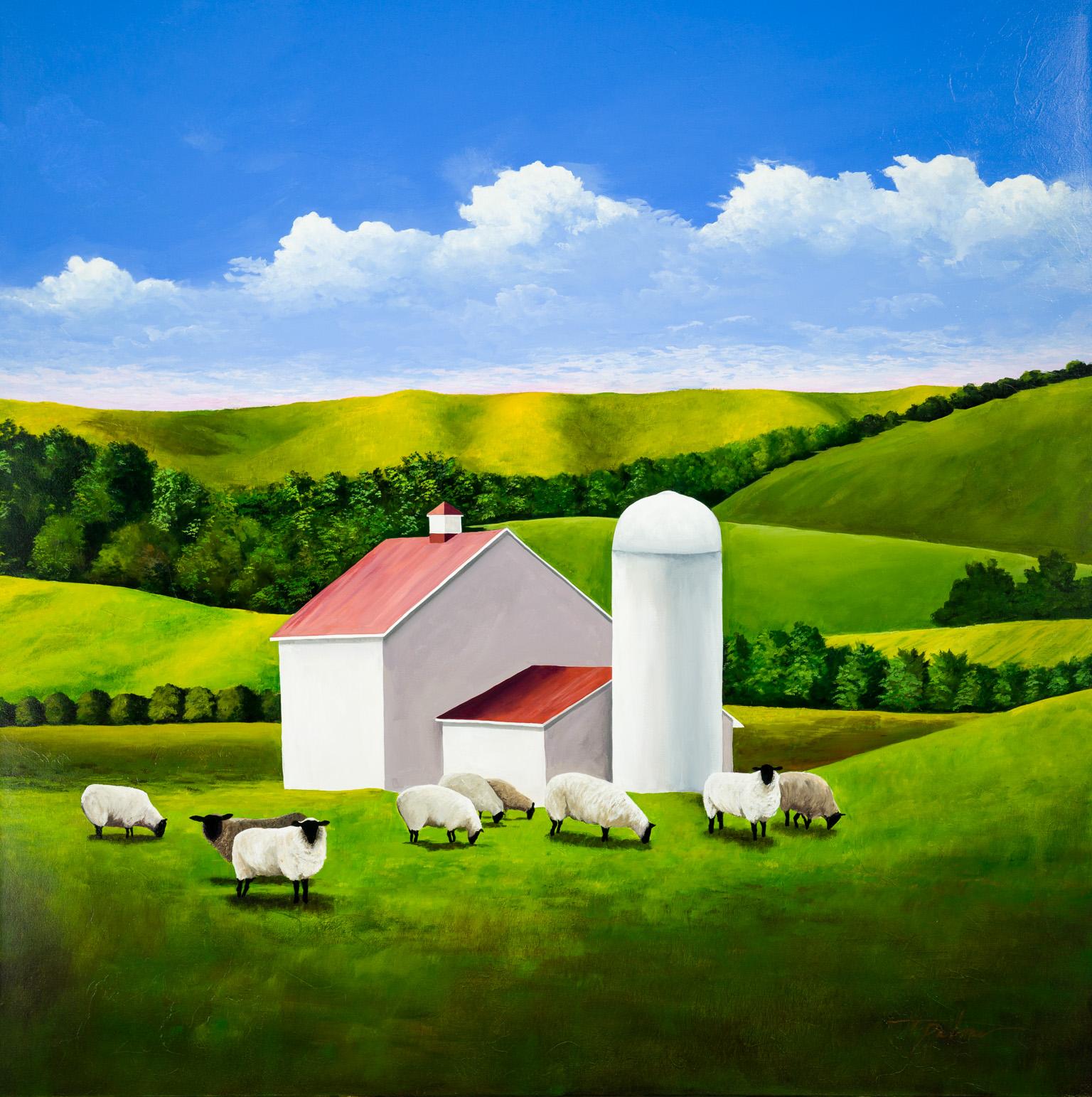Sheep in the Pasture - Painting by Tina Palmer