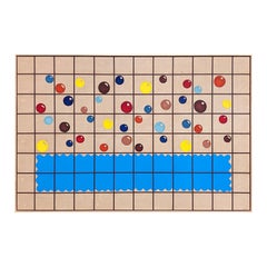 "Bubble Bath" Contemporary Colorful Blue, Red, & Yellow Geometric Abstract