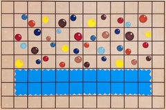 "Bubble Bath" Contemporary Colorful Blue, Red, & Yellow Geometric Abstract