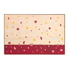 “Confetti Party” Contemporary Colorful Geometric Red & Yellow Shape Painting