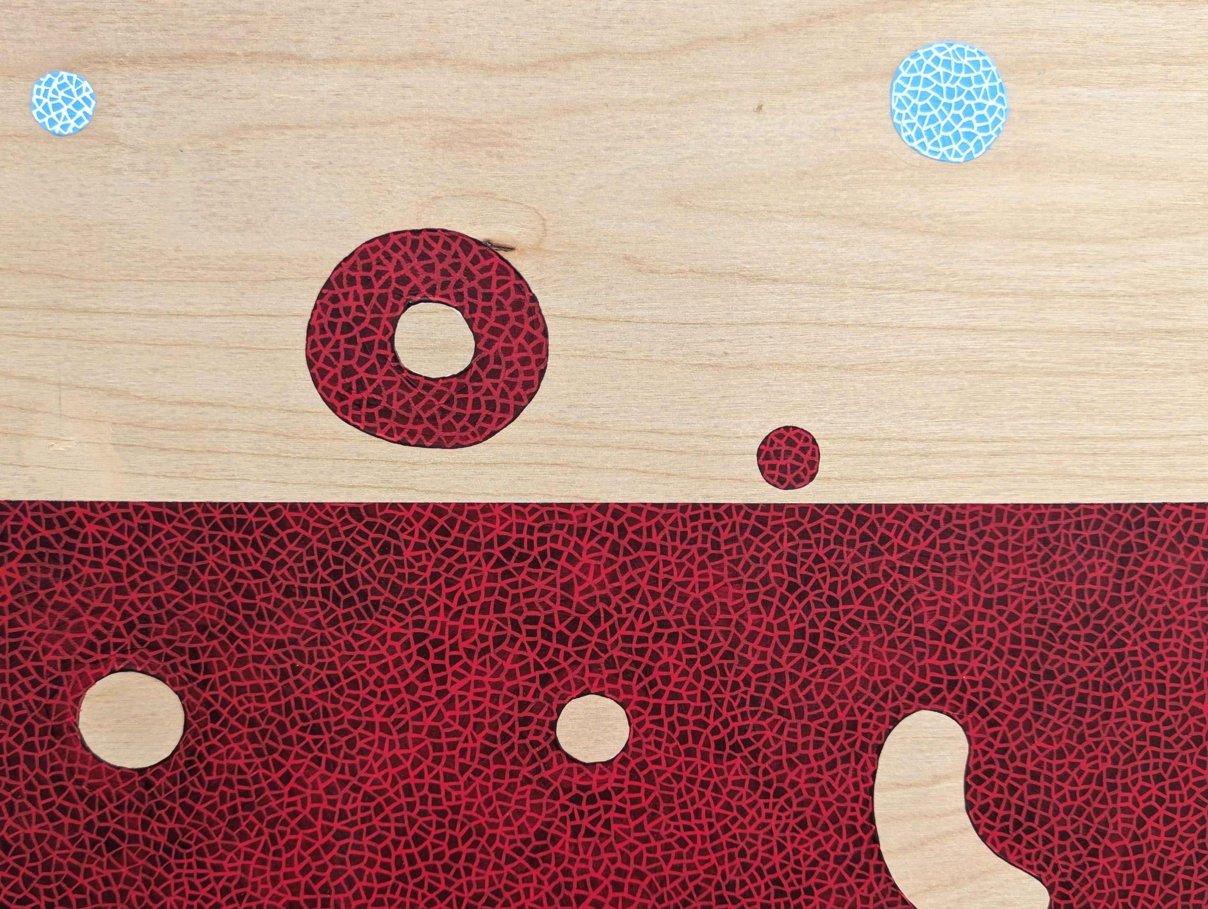 “Confetti Party” Contemporary Colorful Geometric Red & Yellow Shape Painting For Sale 4