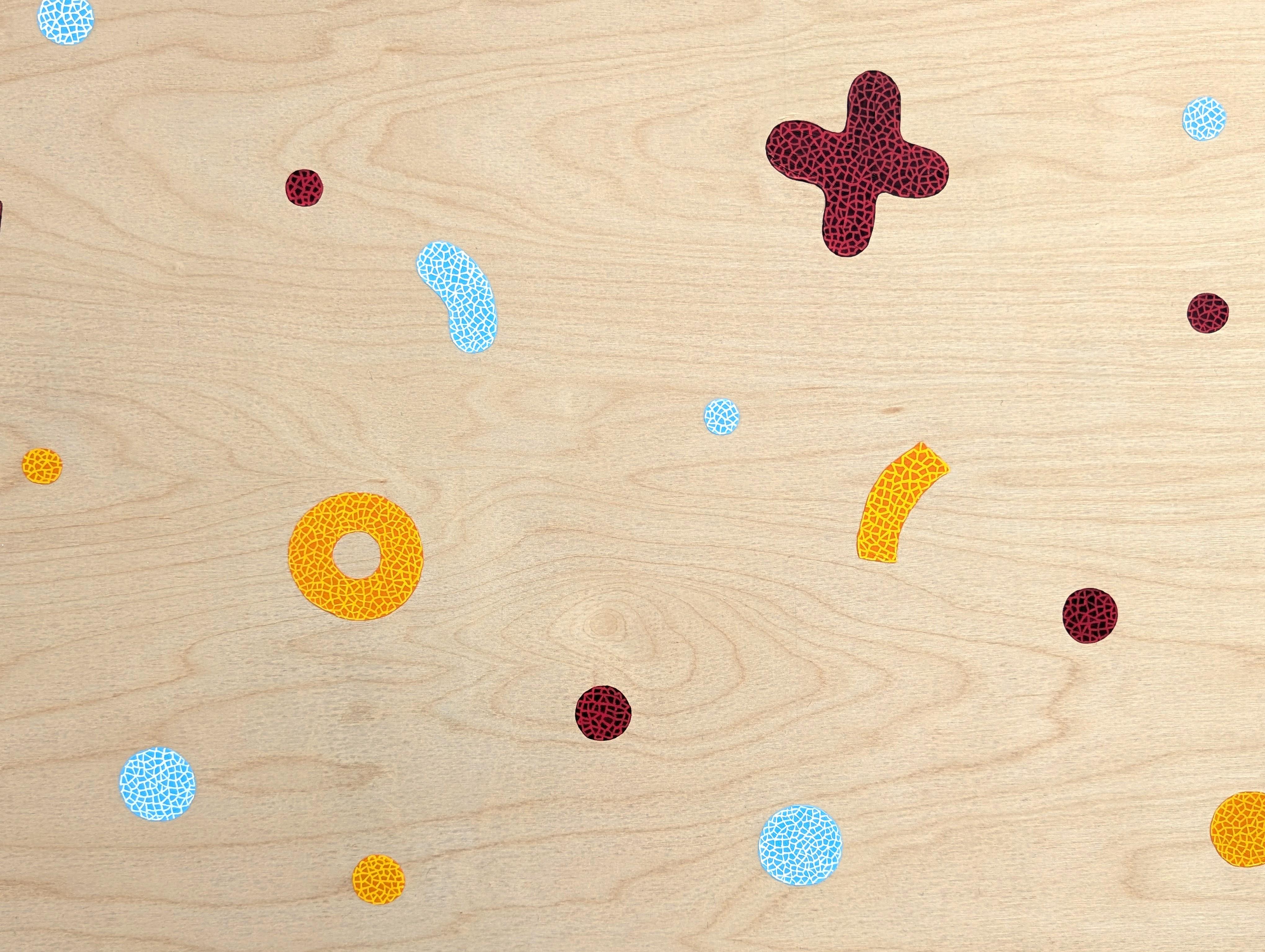 “Confetti Party” Contemporary Colorful Geometric Red & Yellow Shape Painting For Sale 5