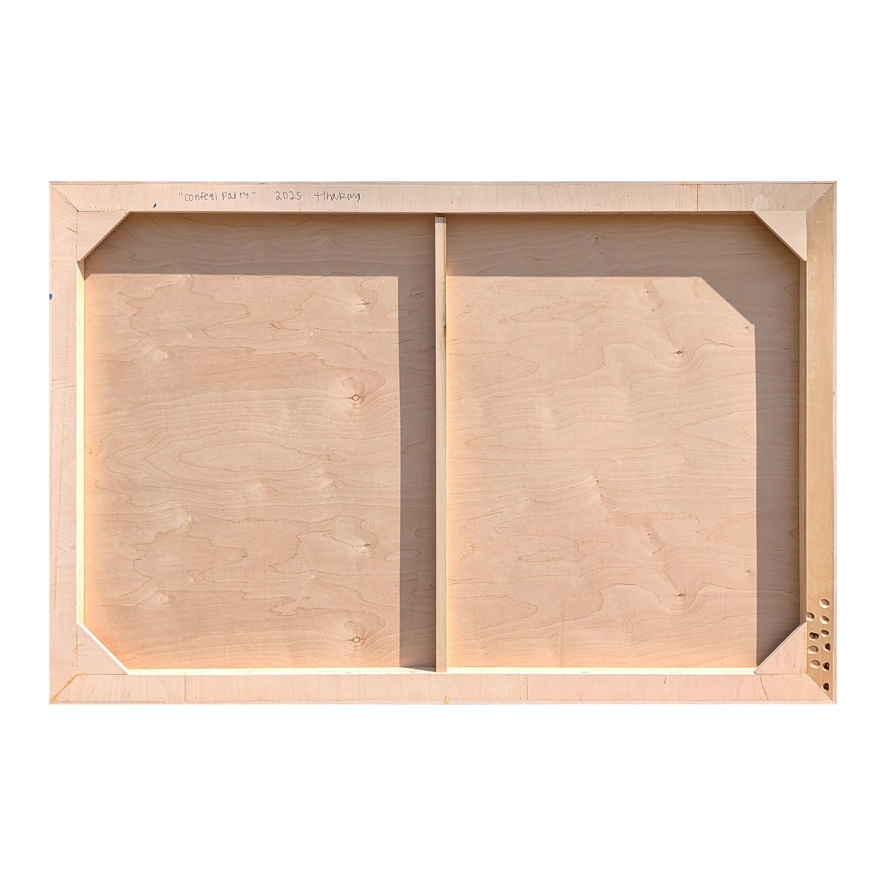 “Confetti Party” Contemporary Colorful Geometric Red & Yellow Shape Painting For Sale 6