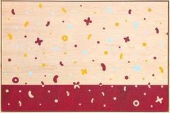 “Confetti Party” Contemporary Colorful Geometric Red & Yellow Shape Painting